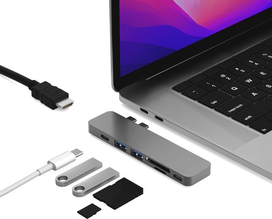 Concentrateur USB-C iMounts Macbook Pro - HDMI - Thunderbolt 3 - Gris  sidéral | bol
