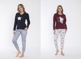 2-Pack Sophia Mila Dames Luxe Pyjama | Winter Edition 2022 | 2-delige Set | Lange Mouwen | Pyama Dames Volwassenen | Lange mouw | Blouse | Katoen | Pyjama Dames | Maat L