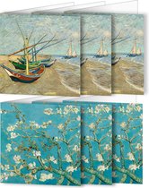 UNIEK & STIJL- luxe grote kunstkaarten- set van 6 (2 x 3) gevouwen kaarten 14.8 x 14.8 incl. envelop- v Gogh- bloesem- luxe blanco kaarten- kaarten Oud Hollandse Meesters- unieke kaarten