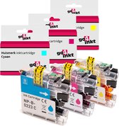 Go4inkt compatible met Brother LC-223 c/m/y inkt cartridges cyaan/magenta/yellow - 3 stuks