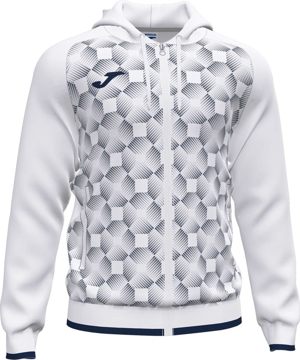 Joma Supernova III Jas Met Kap Kinderen - Wit / Marine | Maat: 164