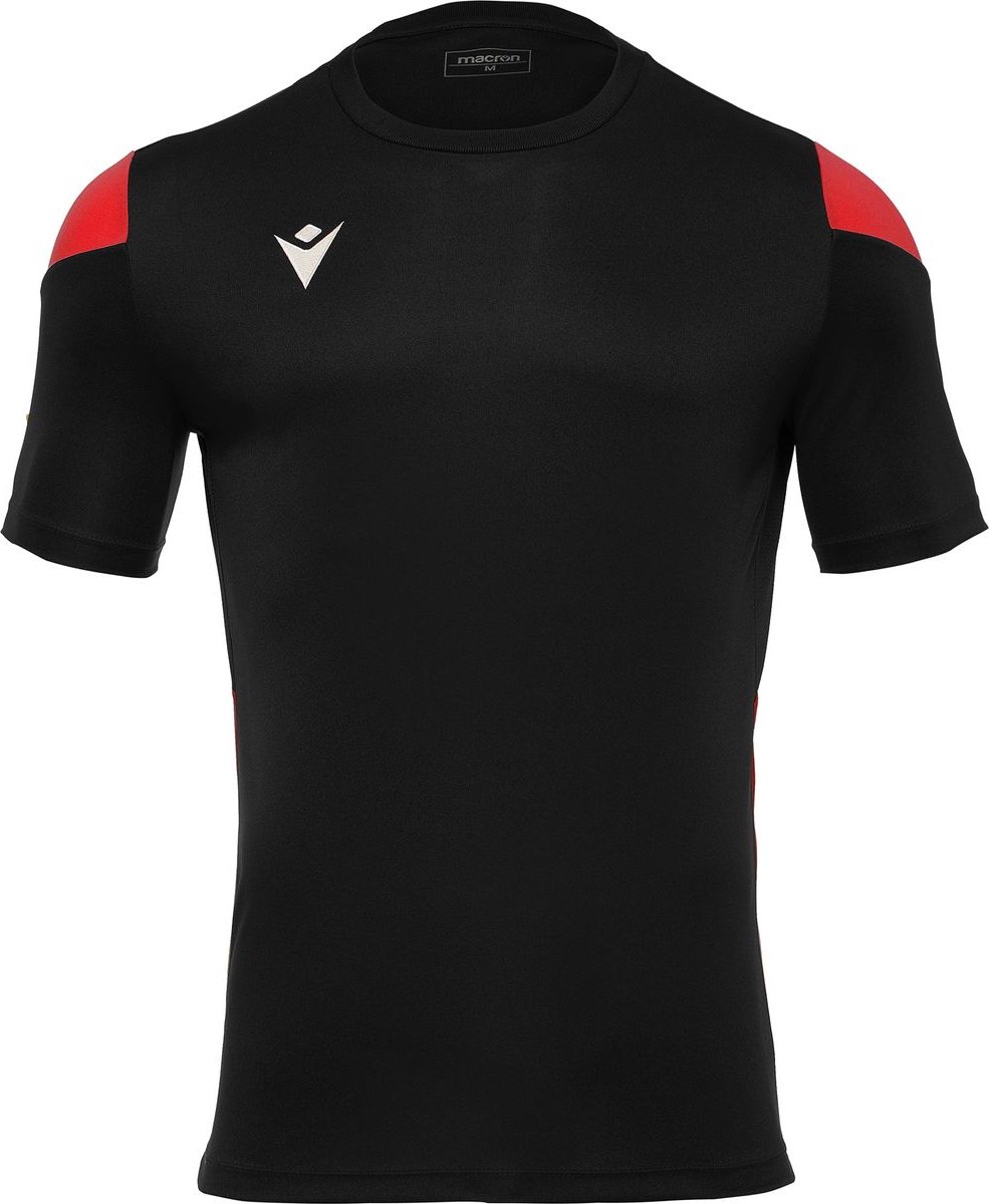 Macron Polis Shirt Korte Mouw Kinderen - Zwart / Rood | Maat: 11-12 Y