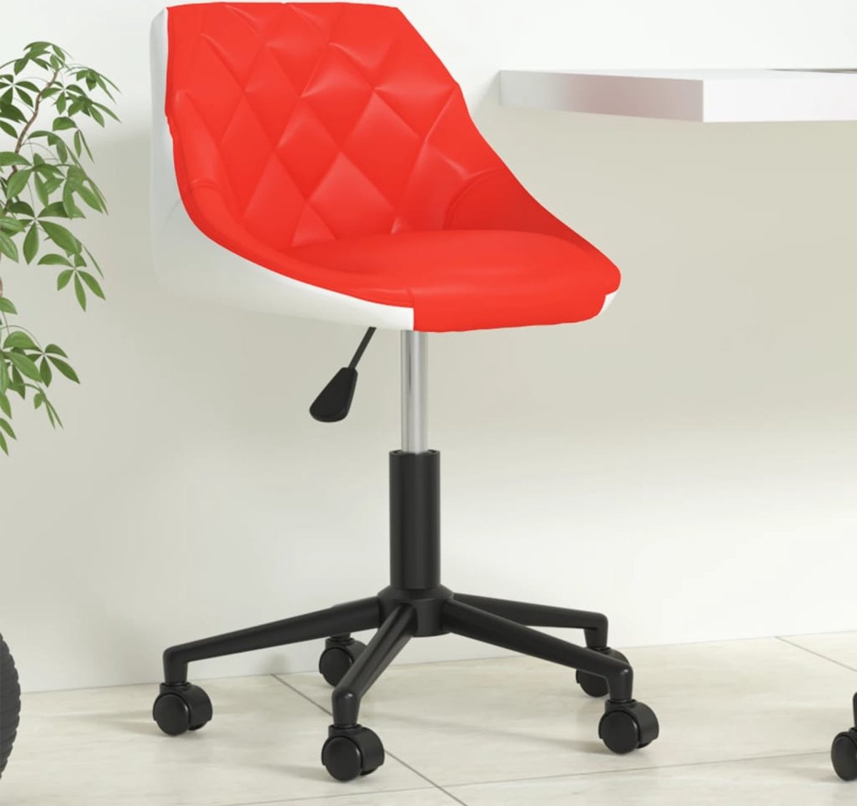 Prolenta Premium - Kantoorstoel draaibaar kunstleer rood en wit