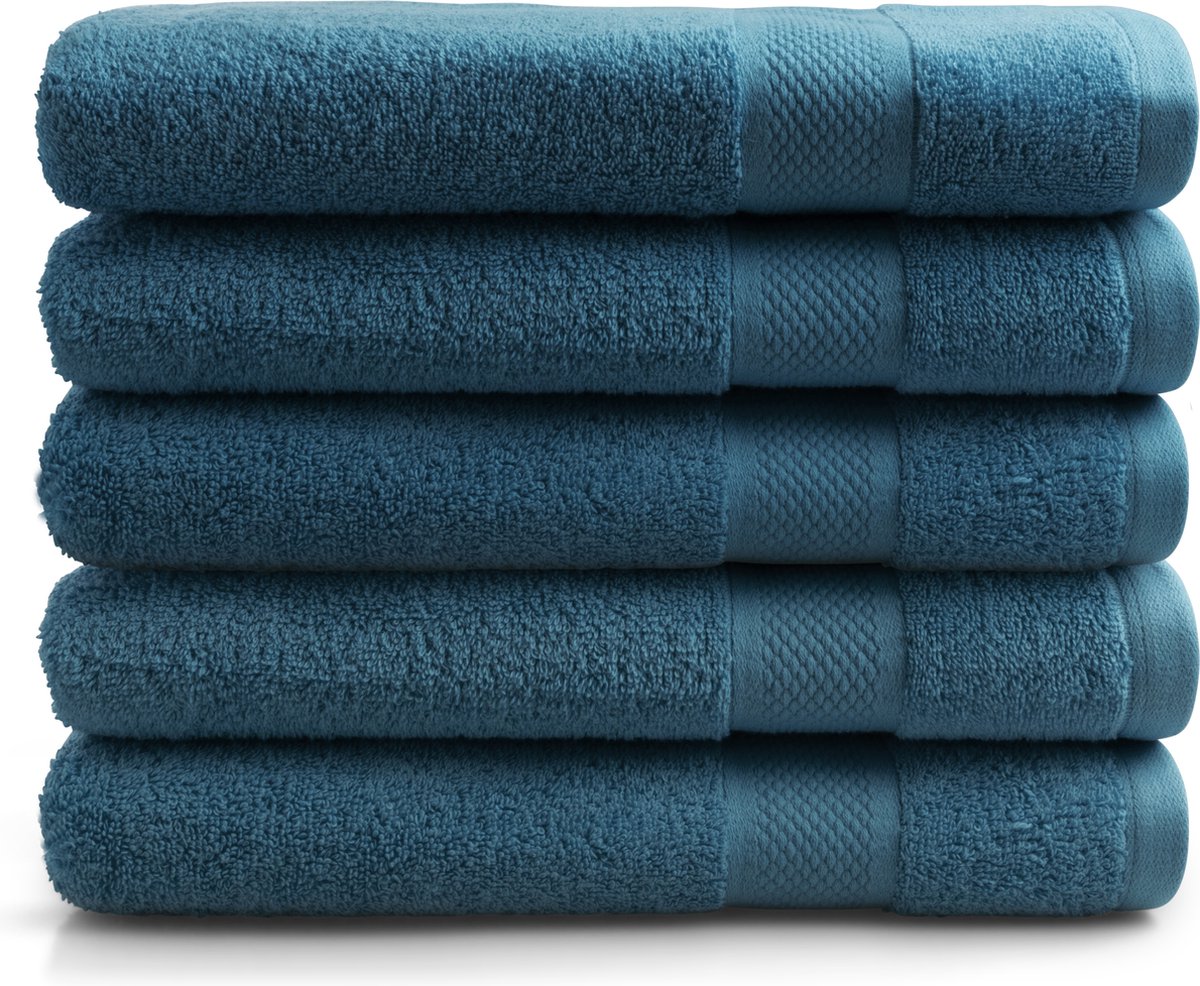 Seashell Katoenen Badhanddoeken – 70 x 140 cm – 5 Stuks – Mozaiek blauw