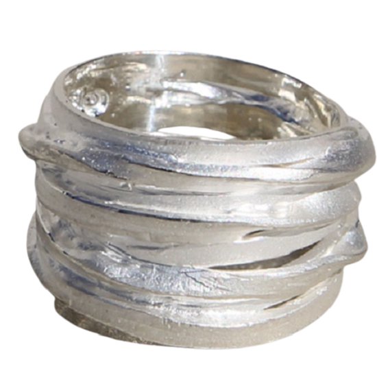 Schitterende 14K Vergulde Zilveren Brede Gewikkelde Ring mm.