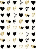 Stickervellen Harten Goud en Zwart - 144 Hartjes Stickers - Gouden Hartjes Stickers en Zwarte Hartjes Stickers - Stickers Liefde - Hobbystickers - Liefde Stickers - Knutselstickers - Kaarten Maken - Knutselen met Stickers - Valentijn