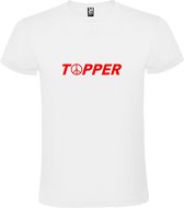 Wit T-Shirt met “ Topper met Vrede's teken “ tekst Rood Size XXL