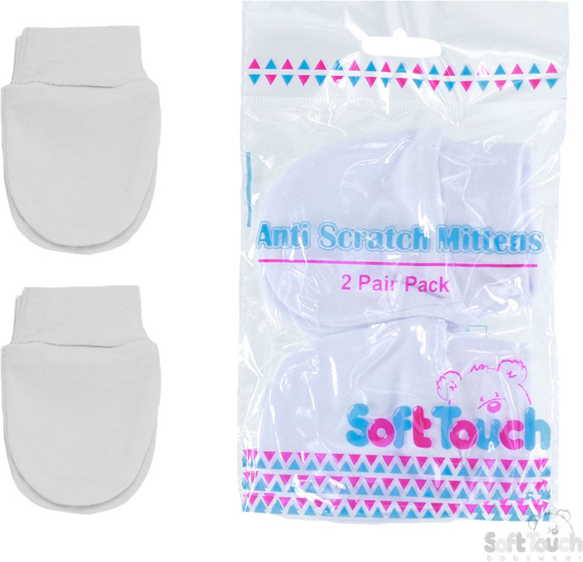 Soft Touch 2-pack Krabwantjes Wit 0-6 Maanden P110 - softtouch
