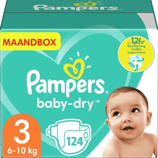 Pampers Baby Dry Luiers Maat 3 - 124 Luiers Maandbox | bol.com