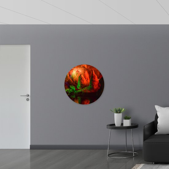 WallClassics - Muursticker Cercle - Grotte lumineuse rose - 80x80 cm Photo sur Muursticker