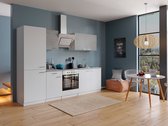 Goedkope keuken 270  cm - complete keuken met apparatuur Malia  - Wit/Beton - soft close - keramische kookplaat    - afzuigkap - oven    - spoelbak