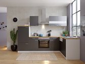 Hoekkeuken 280  cm - complete keuken met apparatuur Malia  - Wit/Grijs - soft close - keramische kookplaat - vaatwasser - afzuigkap - oven    - spoelbak