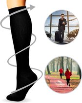 Bas de compression - Bas de compression - Taille 35-38 (S/M) - Chaussettes de compression pour Course à pied - Marche - Voyages - Varices - Thrombose jambe - Chaussettes de compression pour hommes et femmes - Zwart