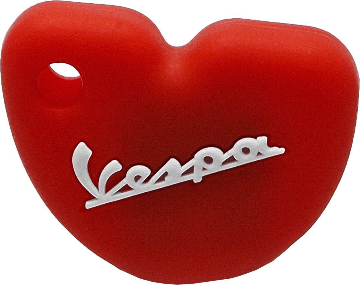 Rubber Sleutelhoesje Vespa Scooter Rood met Witte letters
