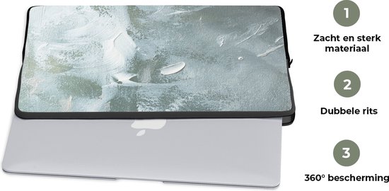 Housse d’ordinateur portable - Peinture - Vert - Blauw - Wit - Rayures - Housse d’ordinateur portable - Ordinateur portable - 13 pouces - Housse d’ordinateur portable