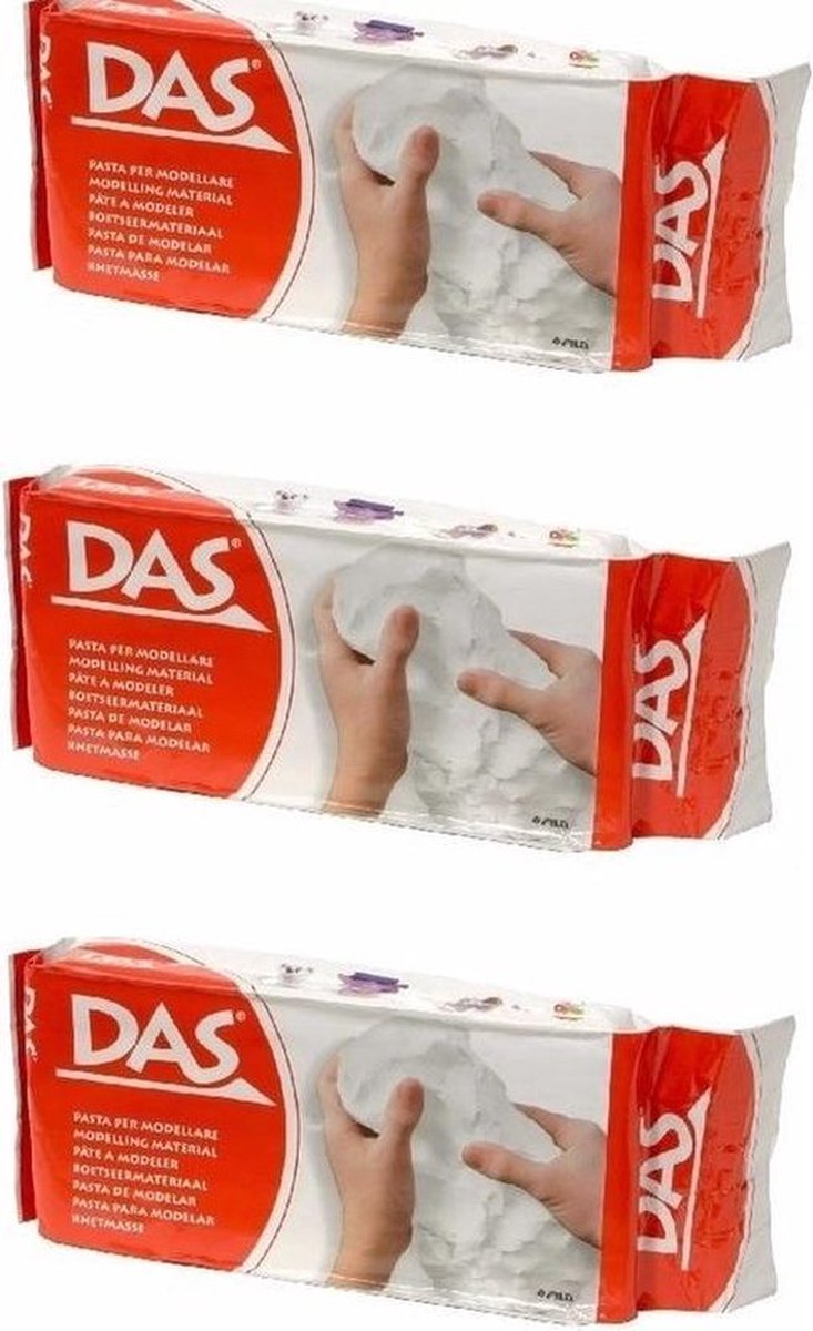 3x Klei Wit  500 gram - Knutselen - Binnenspeelgoed - Creatief speelgoed - Boetseerklei  - Schoencadeau