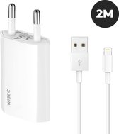WISEQ iPhone Lader - Premium USB Oplader inclusief lightning kabel van 2 meter - Geschikt voor Apple iPhone en iPad - wit