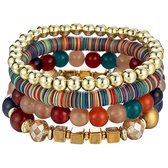 Fako Bijoux® - Set de Bracelets - Boho - Bohème - Katsuki - Multicolore - Sinterklaas & Noël