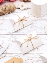 Gondeldoosjes Wit incl. touw - Kerst / Sint / Verjaardag / Huwelijk - Effen kartonnen cadeau doosjes - Traktatiedoosjes - Geschenk Verpakking - Uitdeel Doosje - Feest - en Cadeaudoos - Snoepdoosje | Gift - Leuk verpakt - Inpakdoosje - 7,5 x 11,5 cm