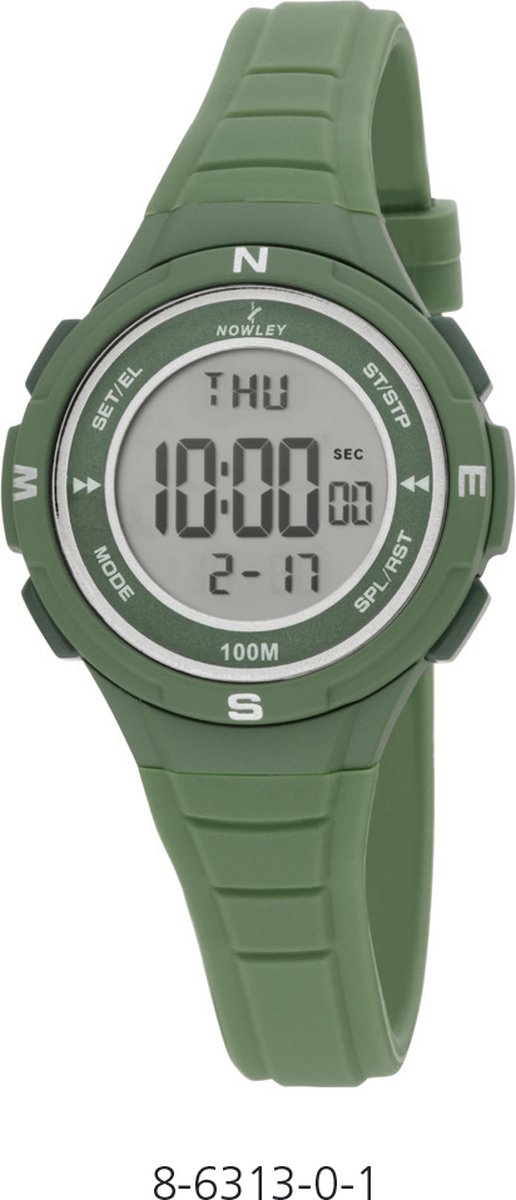 Nowley 8-6313-0-1 digitaal horloge 34 mm 100 meter groen