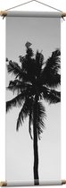 WallClassics - Textielposter - Silhouet van Smalle Palmboom (zwart/wit) - 30x90 cm Foto op Textiel
