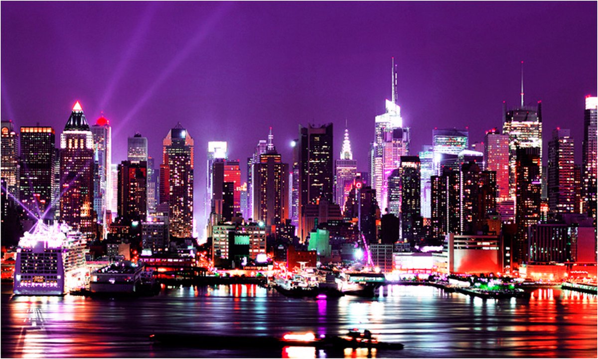 Fotobehang - Rainbow stadslichten - New York.