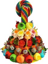 Snoeptaart - Fleurige kleuren - Uitdeelcadeau - Kinderfeestje - In cadeauverpakking met gekleurd krullint