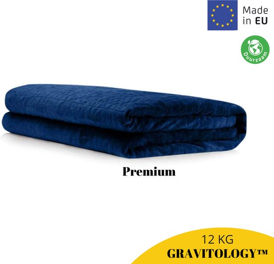Premium Gravitology™ – Verzwaringsdeken 12KG – 7-laags – Duurzaam – gepatenteerd – Navy Blauw – 150×220 CM