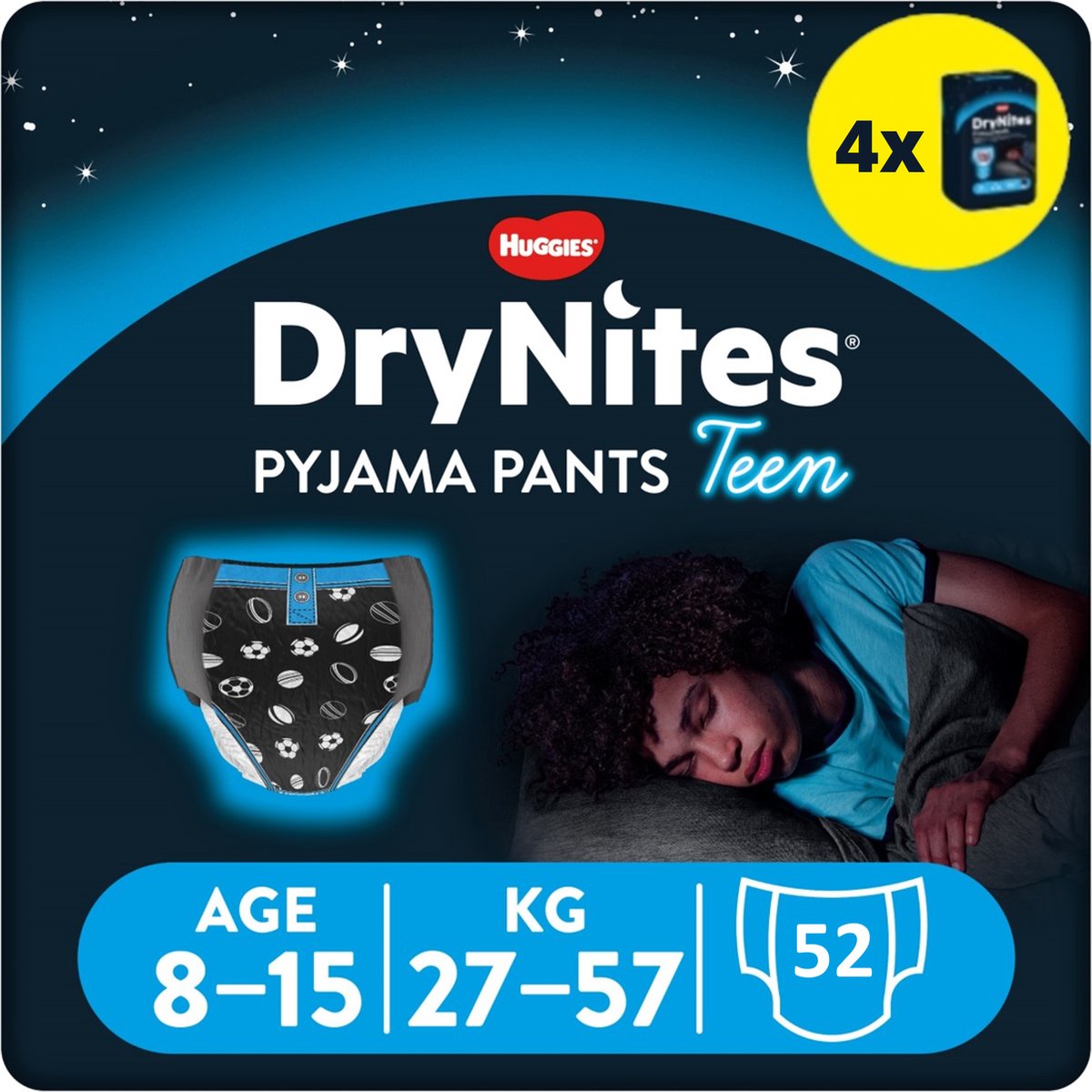 DryNites luierbroekjes - jongens - 8 tot 15 jaar (27 - 57 kg) - 52 stuks - extra voordeel - DryNites