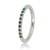 Fijne aanschuifring zilver met groene steentjes - Smalle en fijne ring met groene zirkonia steentjes - Met luxe cadeauverpakking