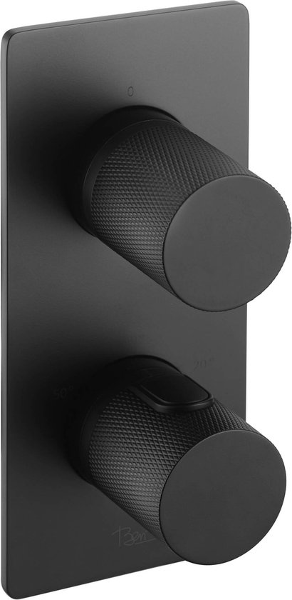 Zwarte Inbouw Thermostatische Douchekraan Revolt Set Mat Zwart 25CM