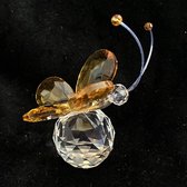 kristallen glazen mini vlinder amber kleur 5x5x4cm met de hand gemaakt, echt ambachten.
