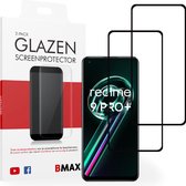 2-pack BMAX geschikt voor Realme 9 Pro+ Screenprotector - Full Cover - Gehard glas - Tempered glas - Realme screenprotectors 2 stuks - Telefoonglaasje - Beschermglas - Glasplaatje - Screensaver - Screen protector - Case friendly - Zwart