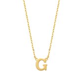 New Bling 9NBG-900G Gouden Ketting met Letter G - 6mm - Ankerschakel - 38+2,5+2,5cm - 14 Karaat - Goud