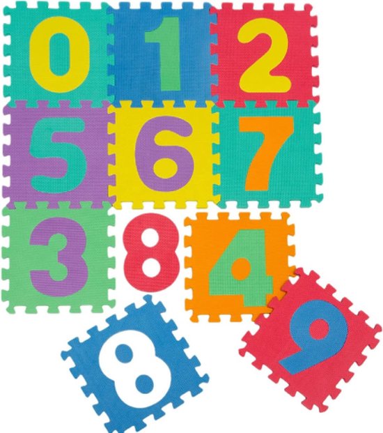 LittleTom Kinder Speelmat Puzzelmat Beige & Blauw - 8 Delen van 50 x 50