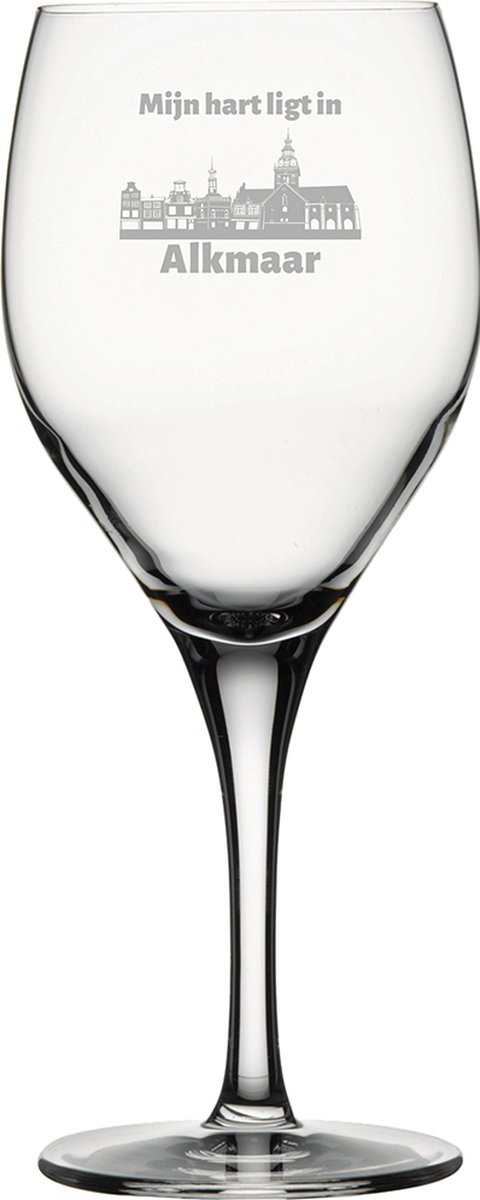 Gegraveerde witte wijnglas 34cl Alkmaar