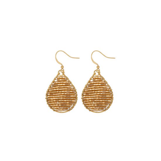 HINTH, Indian Beads Gold, Boucles d'oreilles d'oreilles en or faites à la main avec des Perles d'or