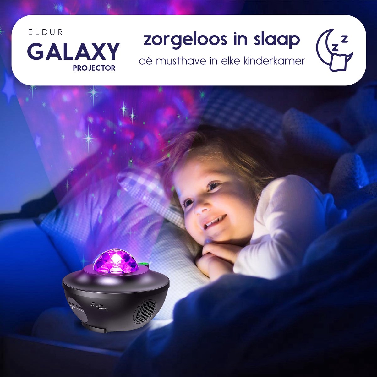 Eldur® Originele Sterren Projector - Galaxy projector - Sterrenhemel - Galaxy - Heelal - Sterrenlamp - Bluetooth met Muziek - 2 Jaar Garantie - Led en Laser Lamp - Nachtlamp – foto 4