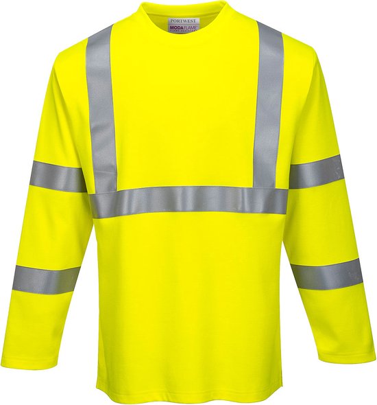 FR96 - Vlamvertragend Hi-Vis T-Shirt met lange mouwen Geel maat 2XL