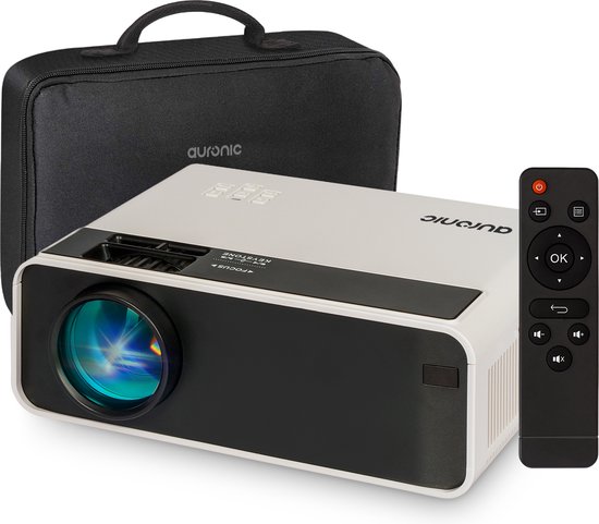 Auronic Mini Beamer - 4500 Lumen - WiFi - 200 inch Projector - HD Ready - HDMI-kabel, Afstandsbediening en Draagtas - Wit