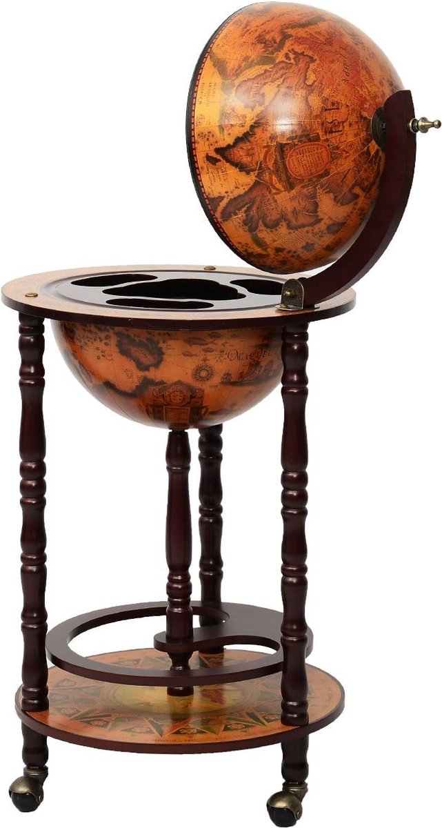 Costway - Wijnrek - Globebar - Wijnbar - Wereldbol bar - ⌀ 45 cm - Bruin