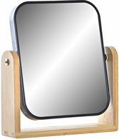 Items Make-up spiegel op standaard - bamboe - zwart - 21 cm