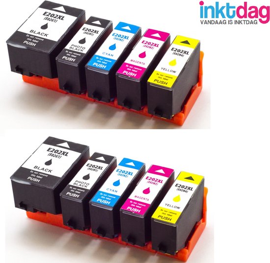 Cartouches d'encre Inkday pour Epson 202 XL, 202xl multipack de 10 couleurs  (2*noir,... | bol