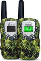Everest® T-388 Premium - Walkie Talkie voor kinderen en volwassenen - Portofoon - Inclusief 8 batterijen - Spoinage - Lamp - 2 Walkie Talkies - 3 tot 5 km - Stevig- Camouflage Groen - Amry color