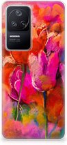 Smartphone hoesje Xiaomi Poco F4 Silicone Case Tulips
