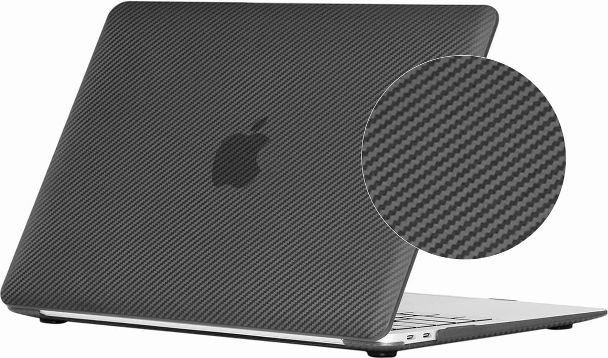 Hoes compatibel met MacBook Air 13 inch 2021 2020 - 2018 gepubliceerd M1 A2337 A2179 A1932, beschermhoes met koolstofvezel textuurdesign, anti-vingerafdruk en anti-botsing, zwart