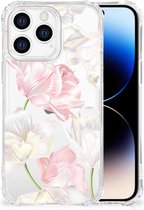 Coque pour téléphone portable iPhone 14 Pro Belle coque arrière en TPU avec bord transparent Belles Fleurs