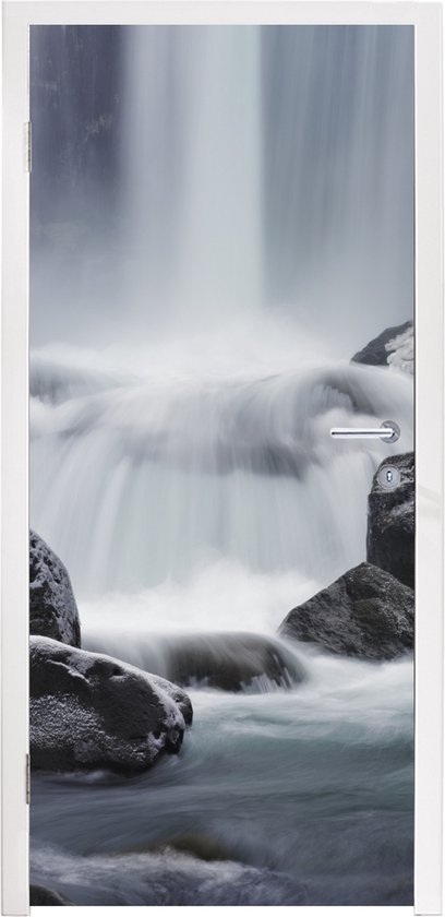 Deursticker Waterval - Stenen - Natuur - 90x205 cm - Deurposter