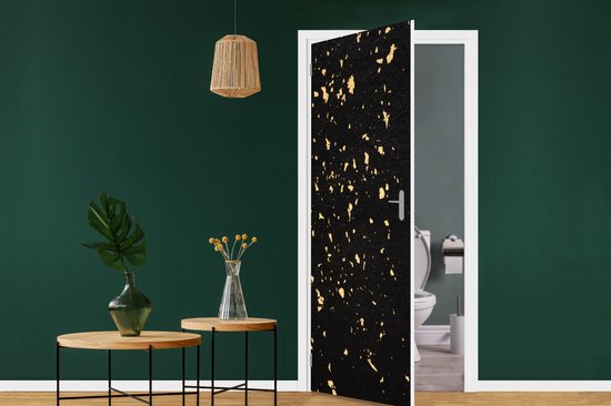 Autocollant de porte Flocons dorés sur fond noir - 90x205 cm - Affiche de porte