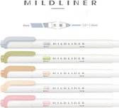 Zebra Mildliner Double Sided Highlighter - 2022 New Natural Colors Set van 5 verpakt in een A5 Luxe Zipperbag